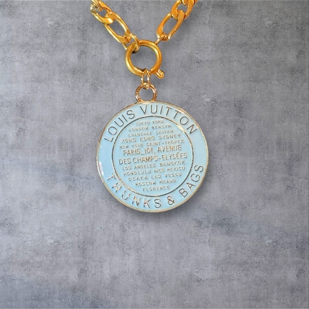 Louis Vuitton Blue Medallion Necklace.